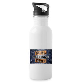 Real Erkennen Echter Schriftzug Graffiti - Trinkflasche mit integriertem Trinkhalm - Weiß - Rechts