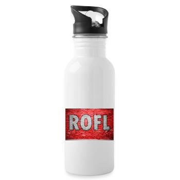 ROFL Brick Wall Graffiti - Water bottle with straw - white - Right