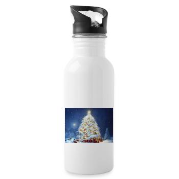 Noël 28 - Gourde avec paille intégrée - blanc - Droite