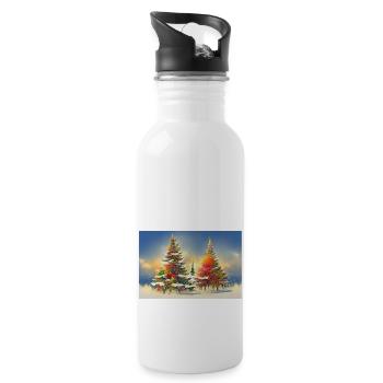Arbres de Noël artistiques - Gourde avec paille intégrée - blanc - Droite