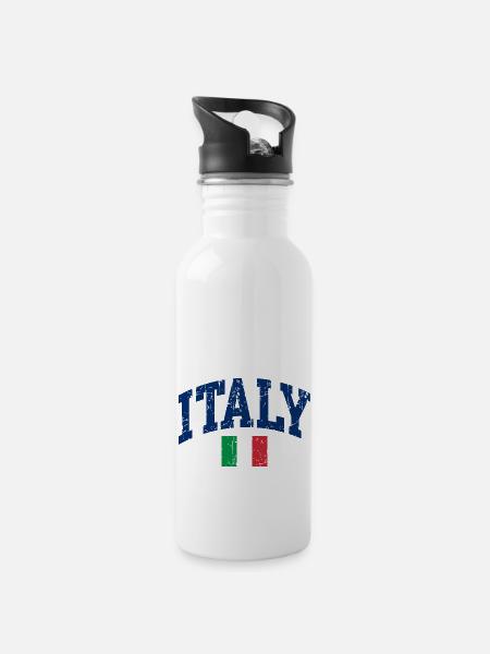 Drapeau italien - Gourde avec paille intégrée - blanc