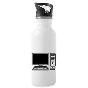 Computer Tastatur Maus Bildschirm - Trinkflasche mit integriertem Trinkhalm - Weiß - Rechts