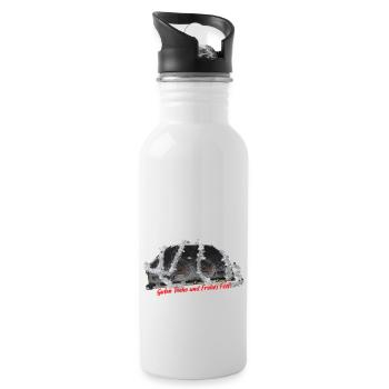 Guten Tacho und Frohes Fest! Gib' Gas! - Trinkflasche mit integriertem Trinkhalm - Weiß - Rechts