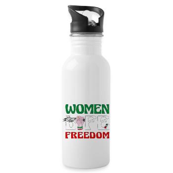 Cute Iranian Women - Women Life Freedom - Water bottle with straw - white - Right