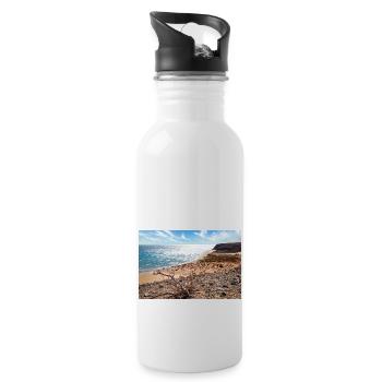 Vue sur une belle baie de baignade Risco del paso - Gourde avec paille intégrée - blanc - Droite