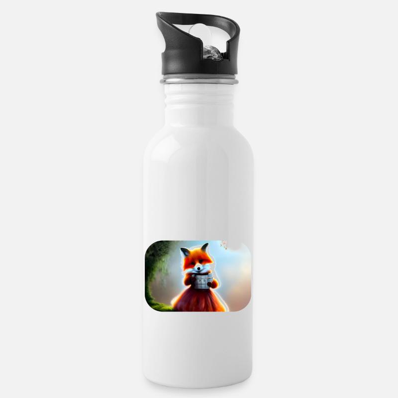 Renard en robe renarde - Gourde avec paille intégrée - blanc