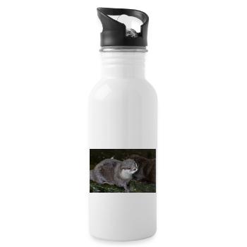 Asiatischer Kleinkrallenotter Zwergotter - Trinkflasche mit integriertem Trinkhalm - Weiß - Rechts