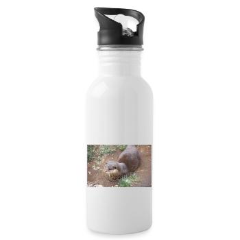 Asiatischer Kleinkrallenotter Zwergotter - Trinkflasche mit integriertem Trinkhalm - Weiß - Rechts