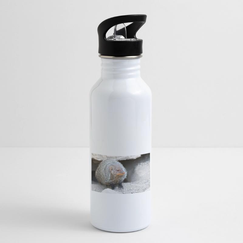 Gebänderte Manguste oder Zebramanguste Trinkflasche mit integriertem Trinkhalm