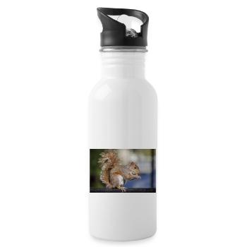 Grauhörnchen essen - Trinkflasche mit integriertem Trinkhalm - Weiß - Rechts