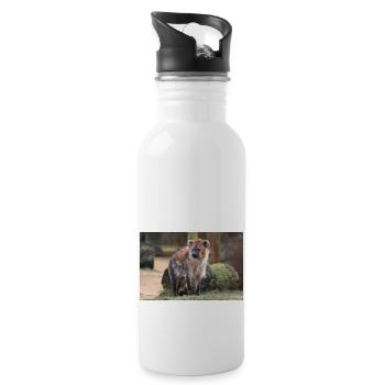 hyena or hyaena or harpy (in german Hyäne) Hyaenid - Water bottle with straw - white - Right