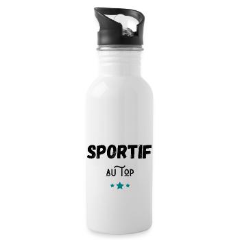 sportif au top idée cadeau - Gourde avec paille intégrée - blanc - Droite
