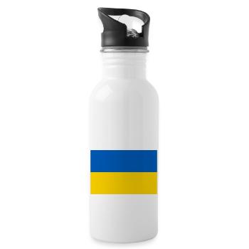 Flag of Ukraine - Water bottle with straw - white - Right