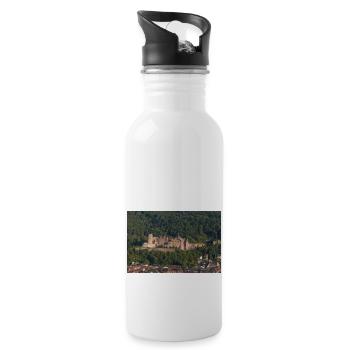 Heidelberger Schloss - Trinkflasche mit integriertem Trinkhalm - Weiß - Rechts