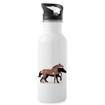 Couple of horses - Water bottle with straw - white - Right