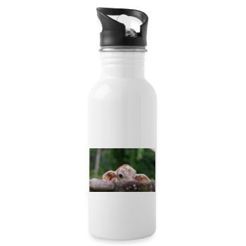 The little calf behind the barrier - Water bottle with straw - white - Right