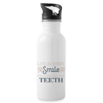 Life Is Short Smile While You Still Have Teeth - Water bottle with straw - white - Right