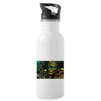 god by daniel costa 6 - Water bottle with straw - white - Right