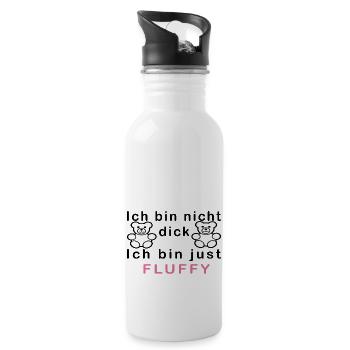 T-Shirt|Aufdruck|Teddybär|Fluffy|Anders|Niedlich| - Trinkflasche mit integriertem Trinkhalm - Weiß - Rechts