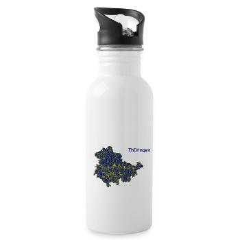 Karte Bundesland Thüringen Straßenkarte - Trinkflasche mit integriertem Trinkhalm - Weiß - Rechts
