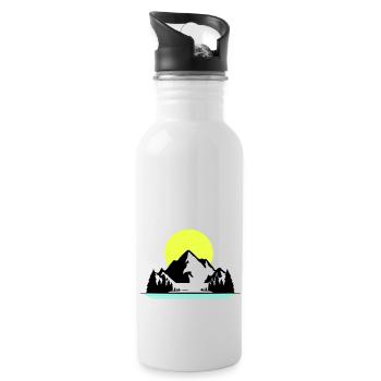 Mountains - Trinkflasche mit integriertem Trinkhalm - Weiß - Rechts