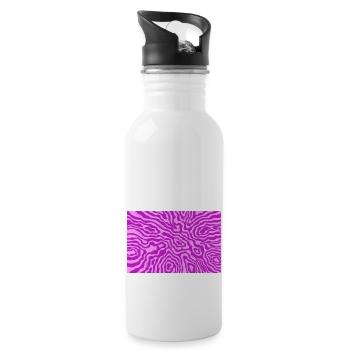 rosa Wellen - Trinkflasche mit integriertem Trinkhalm - Weiß - Rechts