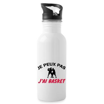 je peux pas j ai basket / cadeau humour basket - Gourde avec paille intégrée - blanc - Droite