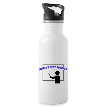worlds best teacher - Trinkflasche mit integriertem Trinkhalm - Weiß - Rechts