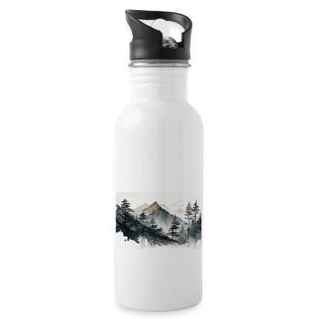 Montagne peinture à l'eau - Gourde avec paille intégrée - blanc - Droite