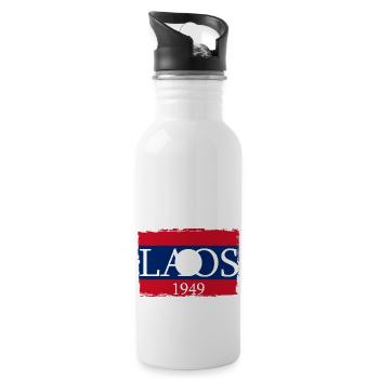 Laos Lao Laotians Pride Flag County I Gift - Water bottle with straw - white - Right