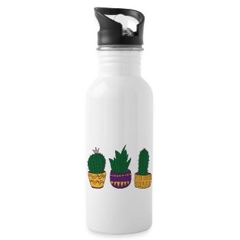 Cacti colorful in Mexican style - Water bottle with straw - white - Right