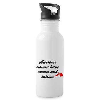 Awesome women have tattoos and curves - Trinkflasche mit integriertem Trinkhalm - Weiß - Rechts