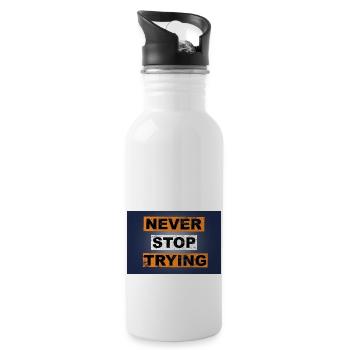 Never stop trying saying lettering - Water bottle with straw - white - Right