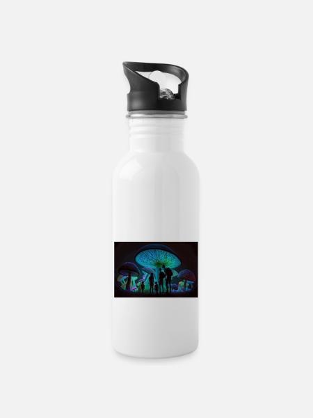 Mushrooms city - Water bottle with straw - white