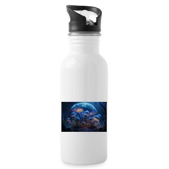 Mushroom city - Water bottle with straw - white - Right
