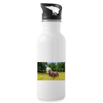 Haflinger dans le colza - Gourde avec paille intégrée - blanc - Droite