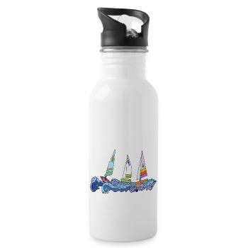 Segelboot - Trinkflasche mit integriertem Trinkhalm - Weiß - Rechts