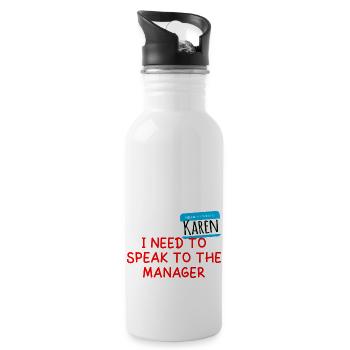 Ich muss mit dem Manager sprechen - Karen Halloween - Trinkflasche mit integriertem Trinkhalm - Weiß - Rechts
