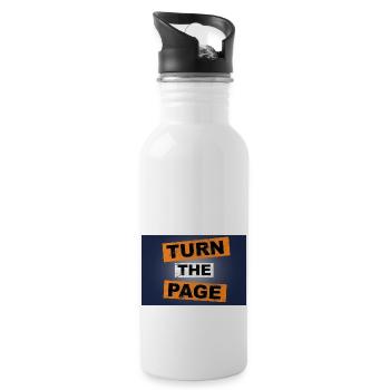 Turn the Page saying lettering - Water bottle with straw - white - Right