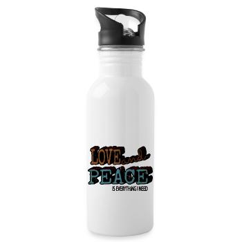 hippy happy 60s peace jokes quote fun geek hippie - Water bottle with straw - white - Right