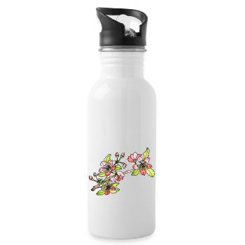 Flowers - Water bottle with straw - white - Right