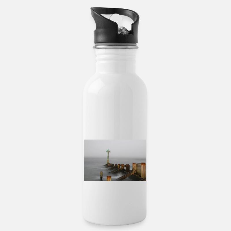 Seaton sluice - Water bottle with straw - white