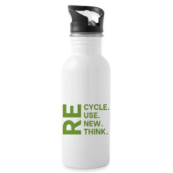 Recycle Reuse Renew Rethink For Earth Day 2023 - Gourde avec paille intégrée - blanc - Droite