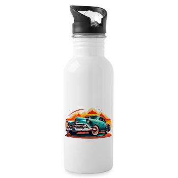 Amerikanischer Oldtimer American Classic Car - Water bottle with straw - white - Right