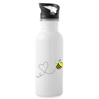 biene comic love 3 - Trinkflasche mit integriertem Trinkhalm - Weiß - Rechts