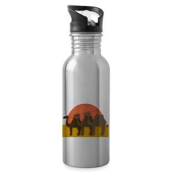 Chameaux - Gourde avec paille intégrée - argent clair - Droite