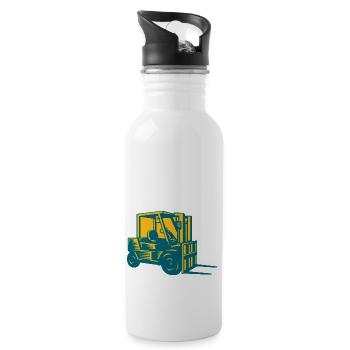 Do You Even Lift Bro? Forklift Driver - Trinkflasche mit integriertem Trinkhalm - Weiß - Rechts