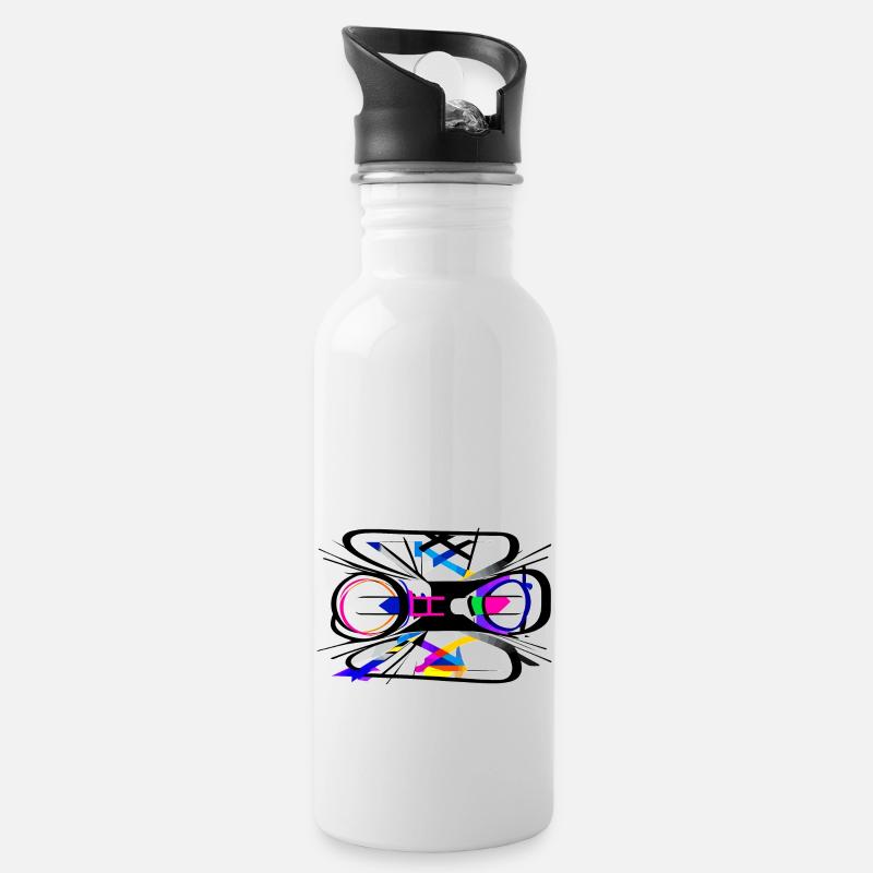 Tragischer Schmetterling - Trinkflasche mit integriertem Trinkhalm - Weiß