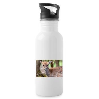 Fallow Deer (in german Damwild or Damhirsch) Dama - Water bottle with straw - white - Right