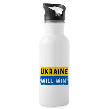 Ukraine will win - Trinkflasche mit integriertem Trinkhalm - Weiß - Rechts